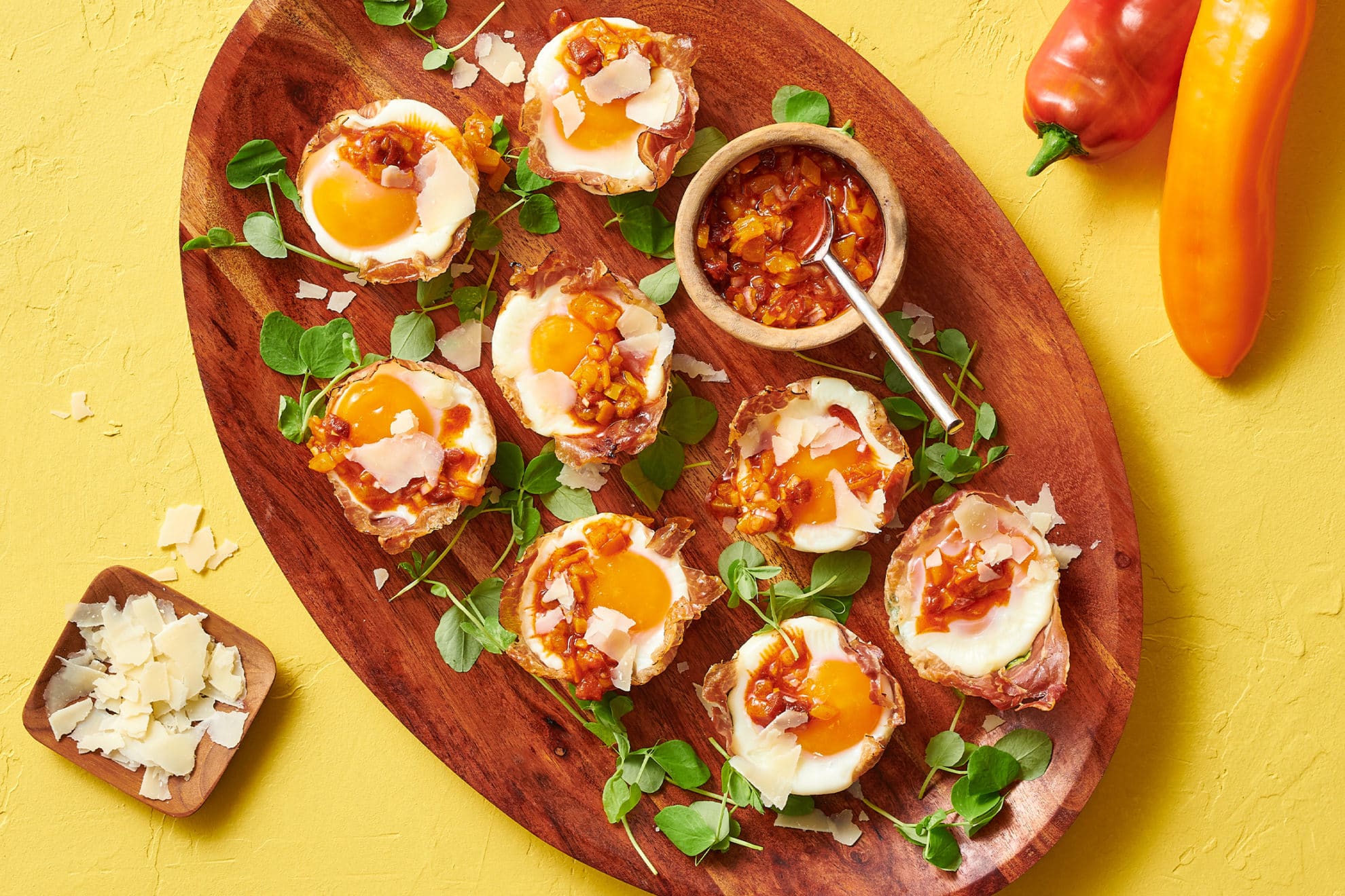 Prosciutto Baked Egg Cups With Wild Wonders Chimichurri Sunset Grown