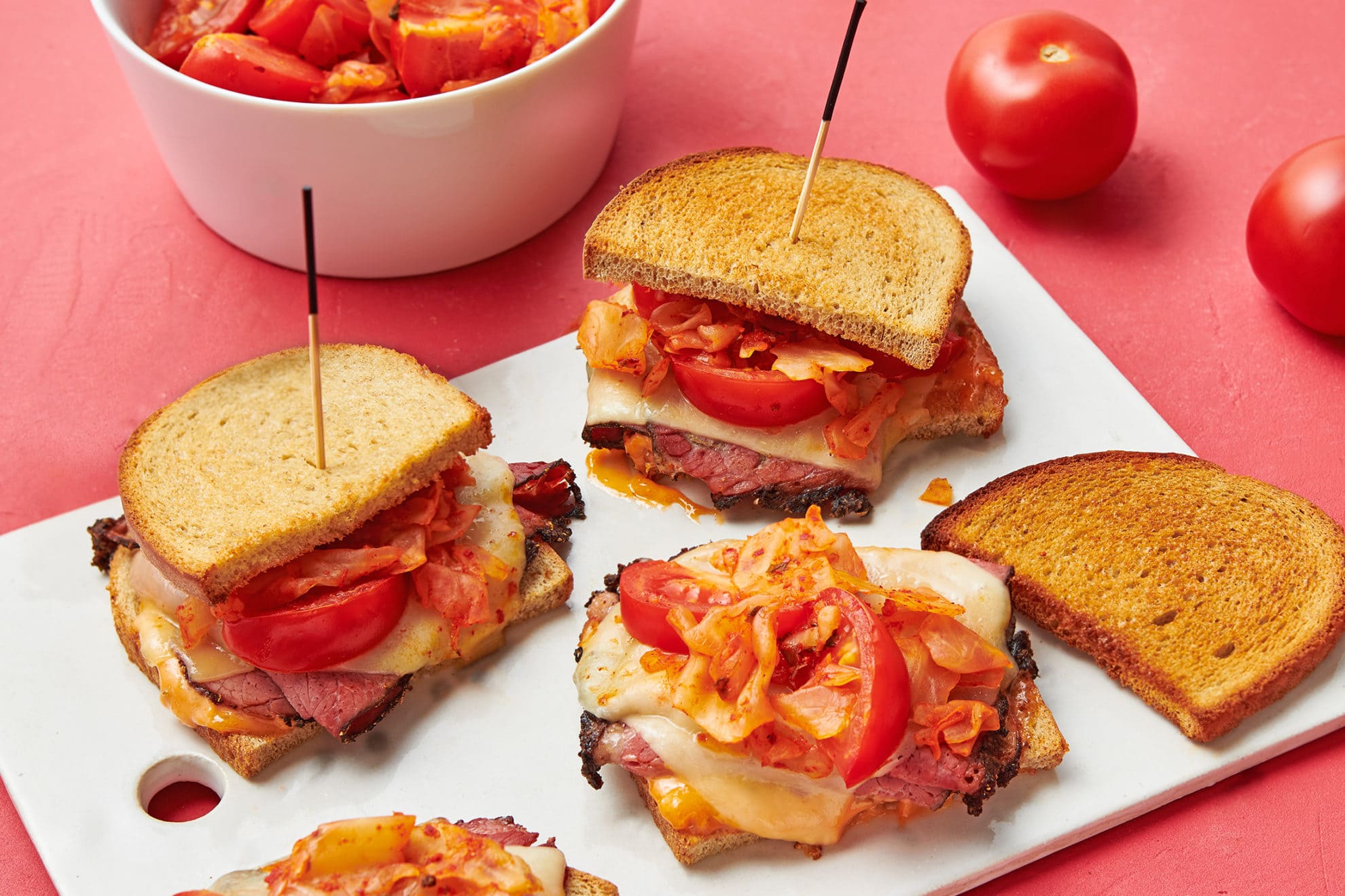 Kimchi Reuben Sliders With Campari® - SUNSET Grown. All Rights Reserved.